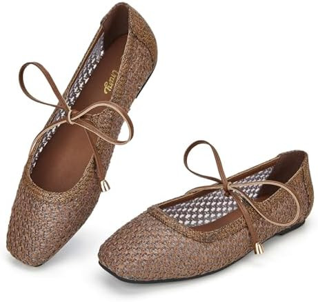 Trary Mary Jane Shoes Women Woven Flats for Women Dressy Ballet Flats Spring Summer Squared Toe L... | Amazon (US)