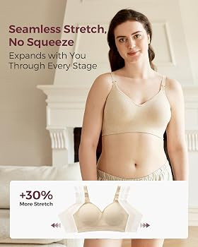 Momcozy Nursing Bras for Breastfeeding, Soft U.S. Cotton Seamless Maternity Bra, Fixed Padding, W... | Amazon (US)
