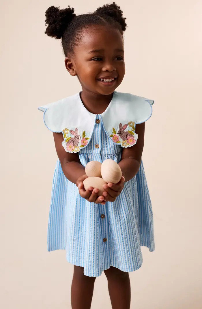 Kids' Statement Collar Seersucker Dress | Nordstrom