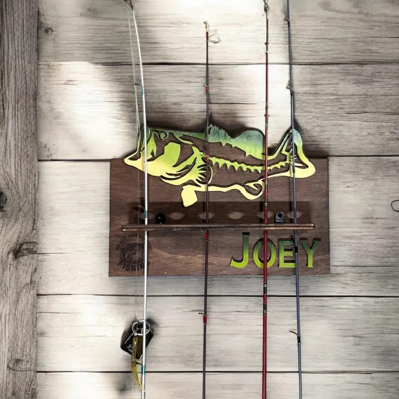 Fishing Rod Holder Personalized Wall Mount - Etsy | Etsy (Global)