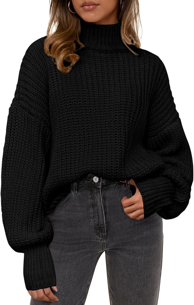 PRETTYGARDEN Fall Oversized Sweaters for Women 2025 Chunky Knit Long Sleeve Turtle Neck Pullover ... | Amazon (US)