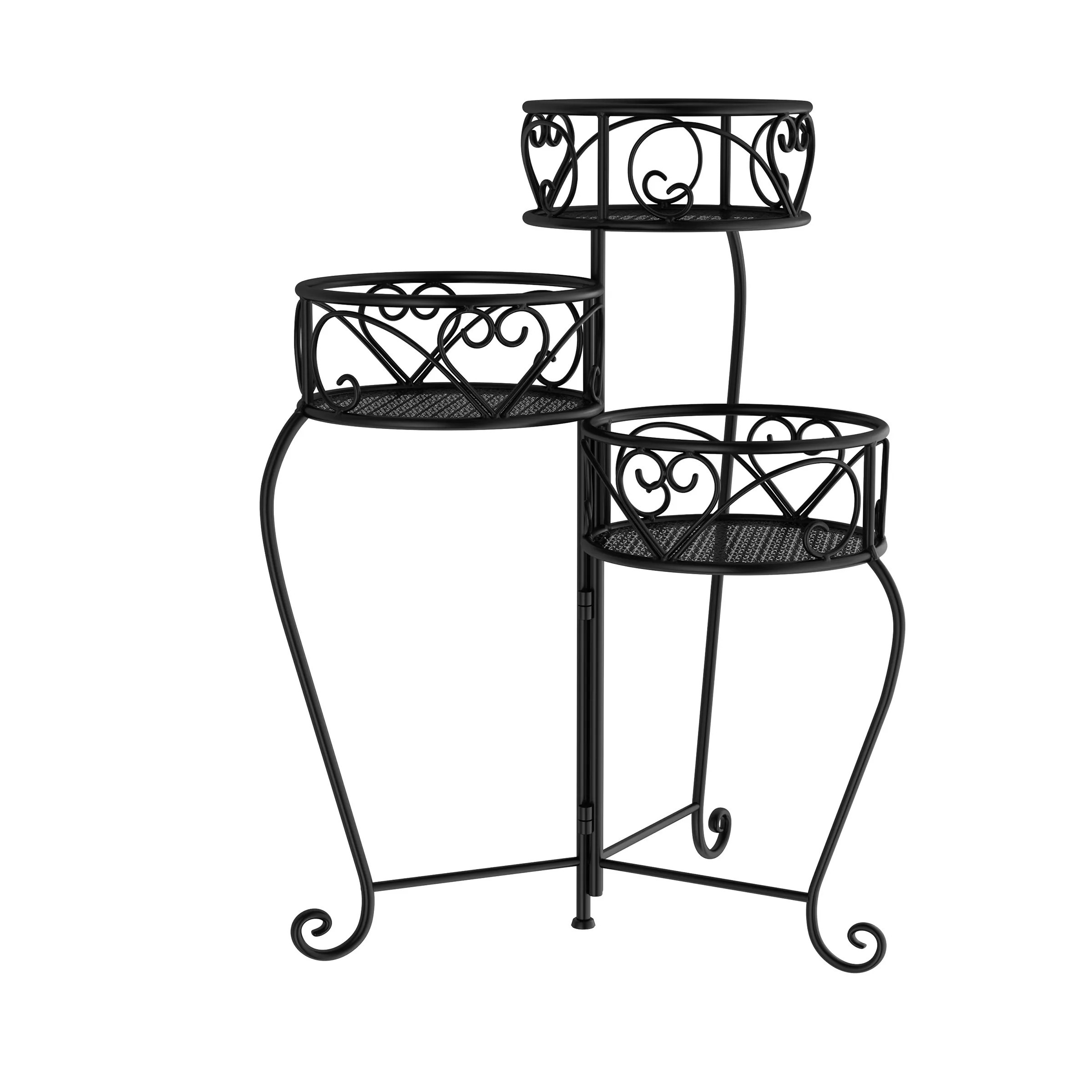 Nature Spring Plant Stands 24.75-in H x 21-in W Black Indoor/Outdoor Novelty Wrought iron Plant Stand one_size | 413008KEE | Lowe's