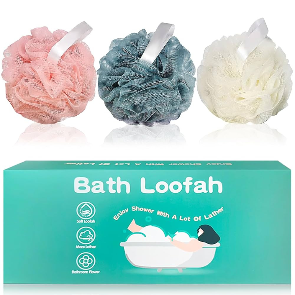Amazerbst loofah Shower Puff for Women and Men, Soft Body Scrubber Bath Sponge Set of 3 (Pink Whi... | Amazon (DE)