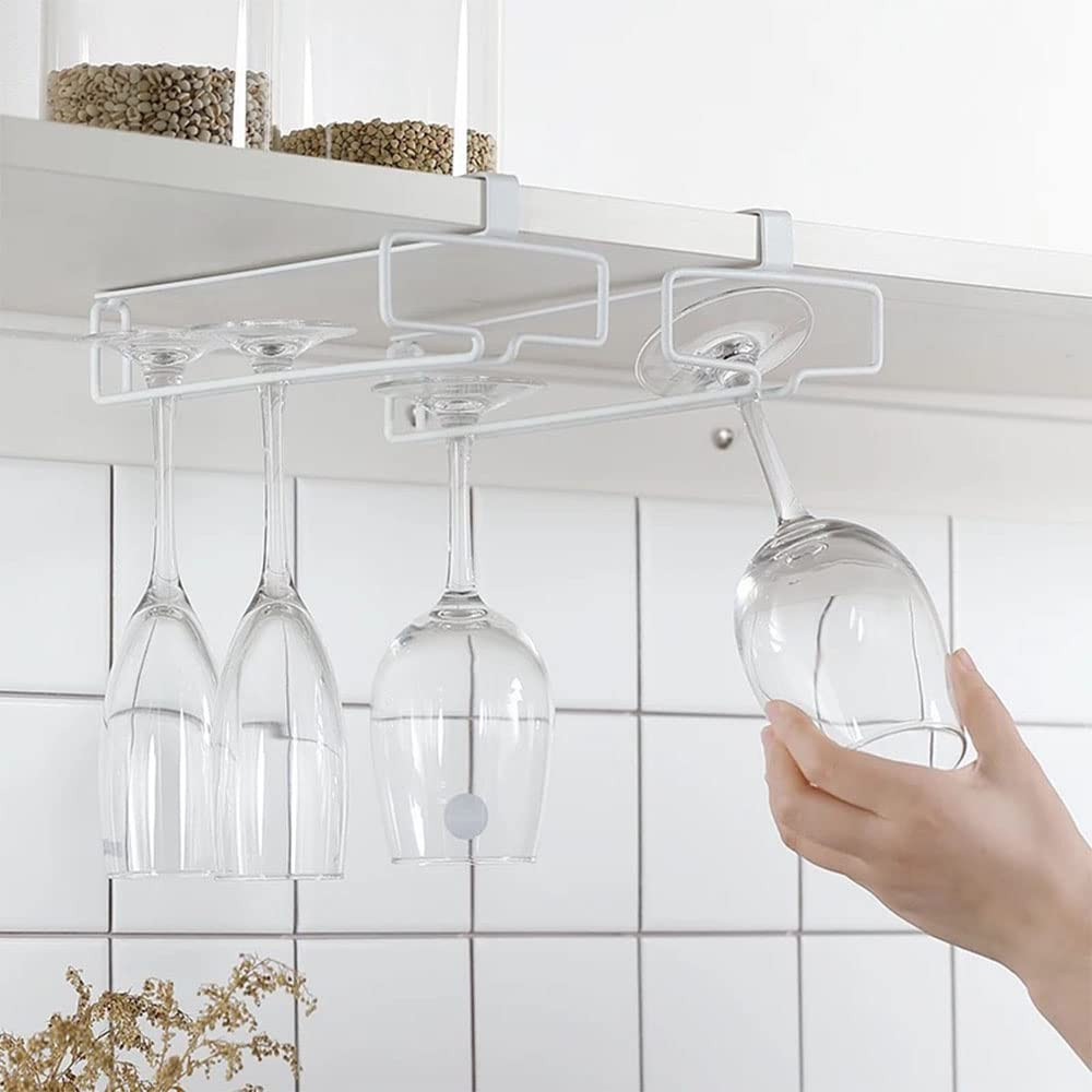 LINFIDITE 2 Pack Wine Glass Holder Stemware Rack Hanger Under Cabinet Wine Glass Rack Kitchen Han... | Amazon (US)