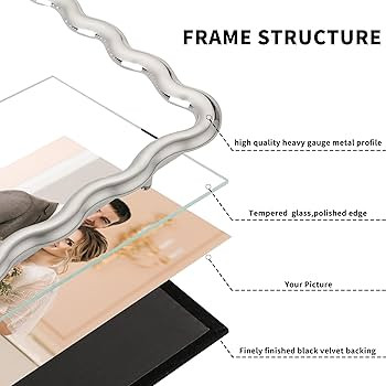 Silver 5x7'' Wave Design Photo Frame,High-End Heavy Duty Metal Picture Frames 7x5'' with Velvet B... | Amazon (US)
