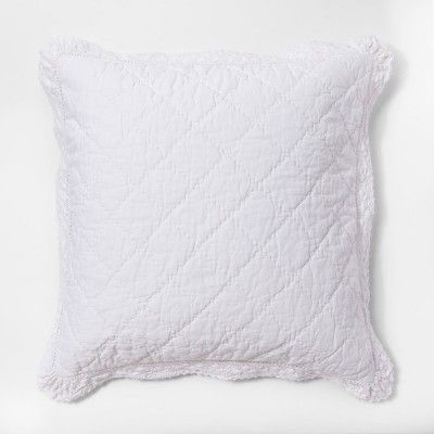 Crochet Trim Linen Euro Pillow Sham - Simply Shabby Chic® | Target
