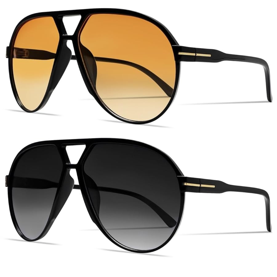 Retro Aviator Sunglasses for Women Men Oversized Classic 70s Vintage Trendy Tangle Free Square Av... | Amazon (US)