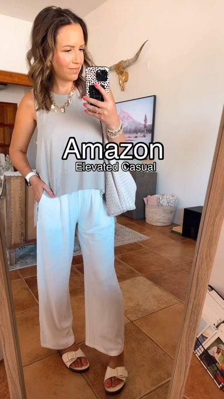 Amazon elevated casual OOTD.
 Wearing a size small in tank and pants. 



#LTKStyleTip #LTKOver40 #LTKFindsUnder50
