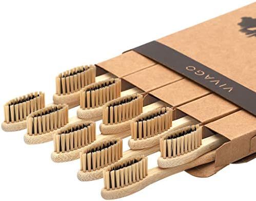 VIVAGO cepillos de dientes de bambú de carbón biodegradables cerdas suaves para dientes sensibl... | Amazon (US)