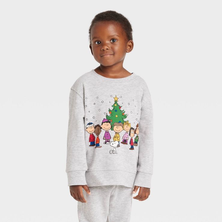 Toddler Peanuts Printed Pullover Sweatshirt - Gray | Target