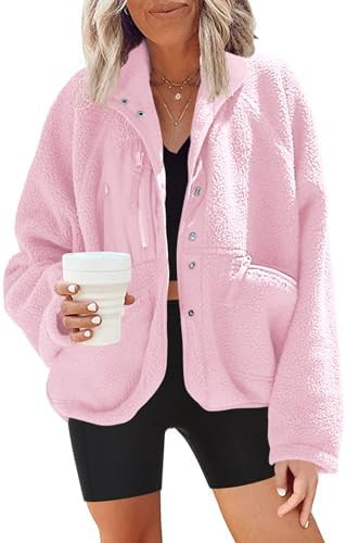 Nirovien Womens Fuzzy Fleece Jacket Button Down Sherpa Coats Casual Winter Warm Outwear with Pock... | Amazon (US)