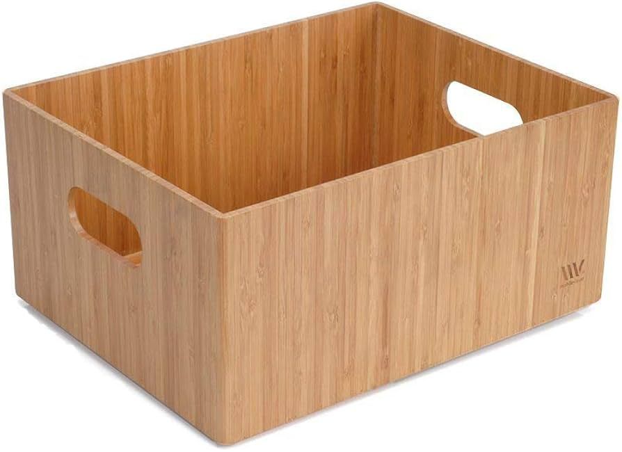 MobileVision Bamboo Storage Box, 9”x12”x 6”, Durable Bin w/ Handles, Stackable - For Toys B... | Amazon (US)