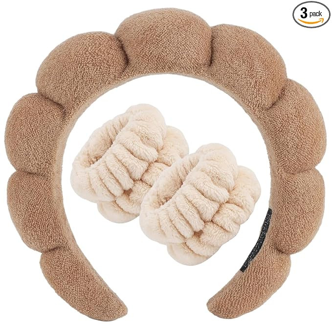 Zkptops Spa Headband for Washing Face Wristband Set Sponge Makeup Skincare Terry Cloth Bubble Sof... | Amazon (US)