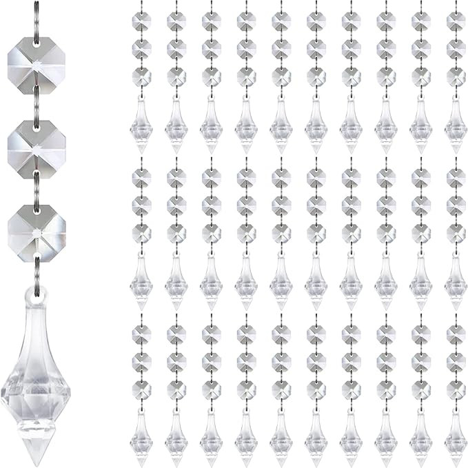 Jishi 30pk Crystal Finial Ornaments for Christmas Tree Decorations, Shatterproof Acrylic Hanging ... | Amazon (US)