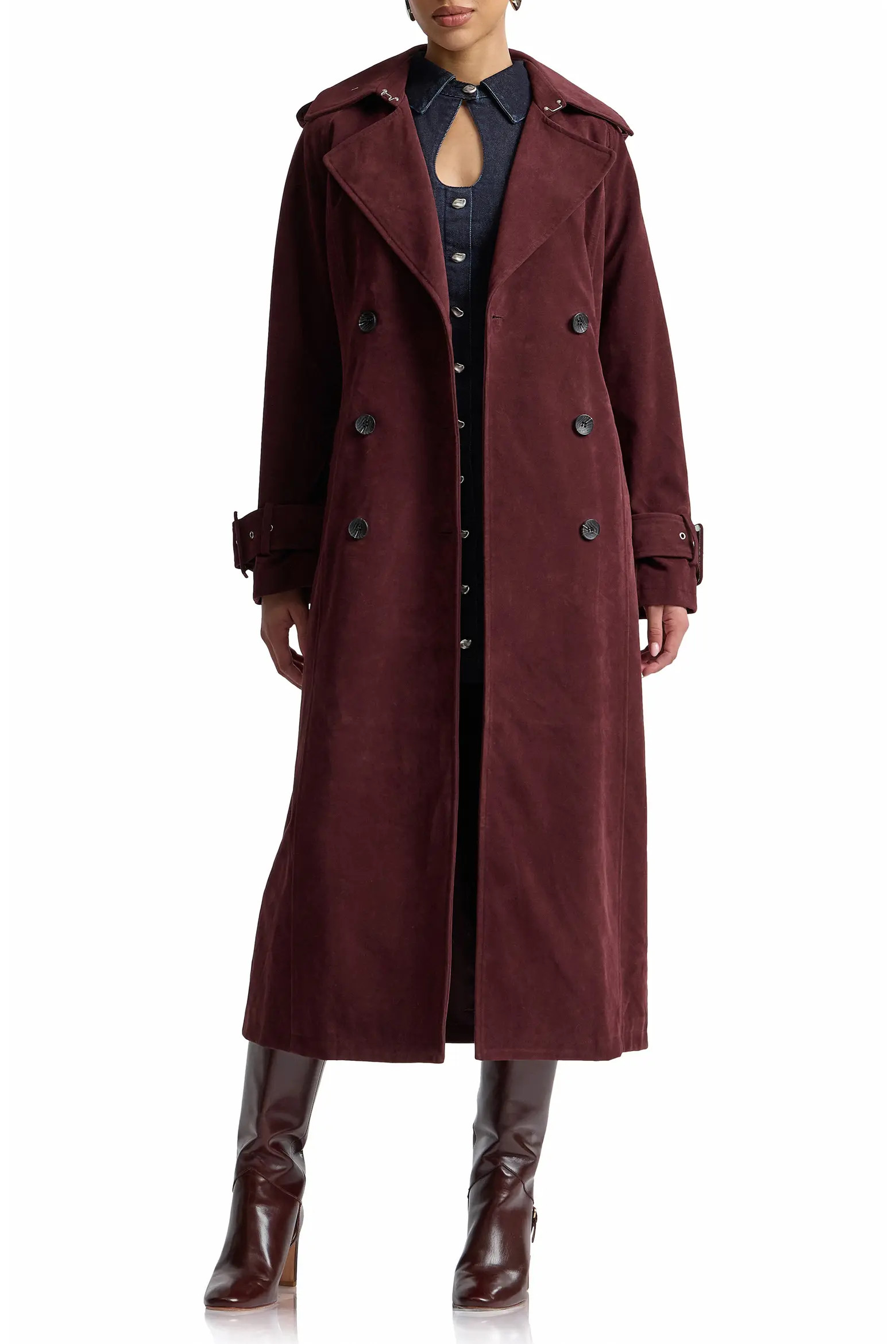 Double Breasted Faux Suede Trench Coat (Women) | Nordstrom | Nordstrom