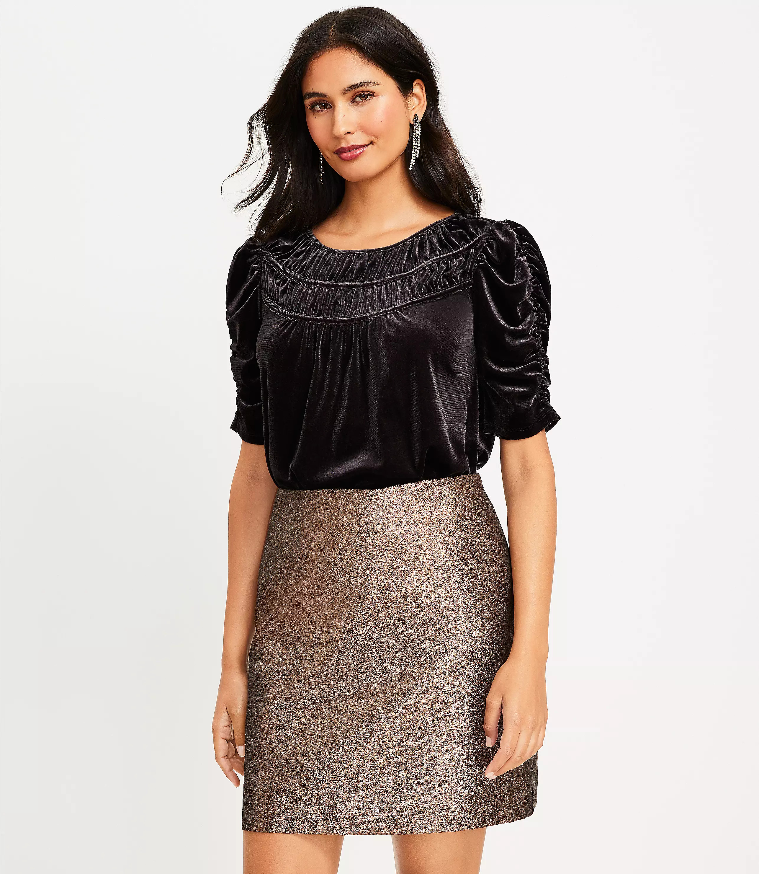 Ruched Velvet Top | LOFT