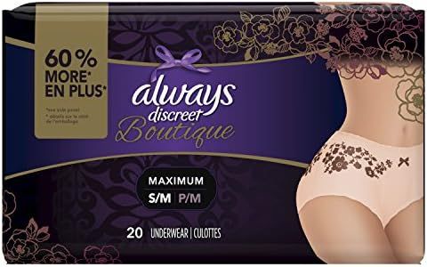 Always Discreet Boutique Incontinence & Postpartum Underwear for Women, Peach, Small/Medium, 20 C... | Amazon (US)