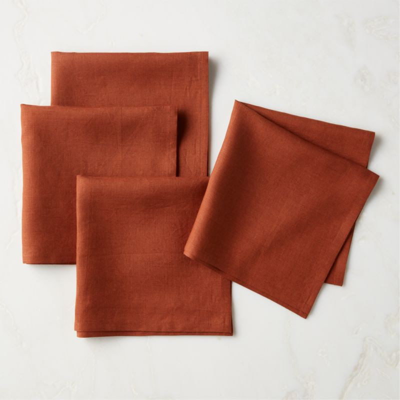 Bolt Ginger Orange Linen Napkin Set of 4 + Reviews | CB2 | CB2