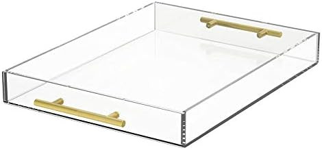 NIUBEE Clear Serving Tray 12x16 Inches -Spill Proof- Acrylic Decorative Tray Organiser for Ottoma... | Amazon (US)