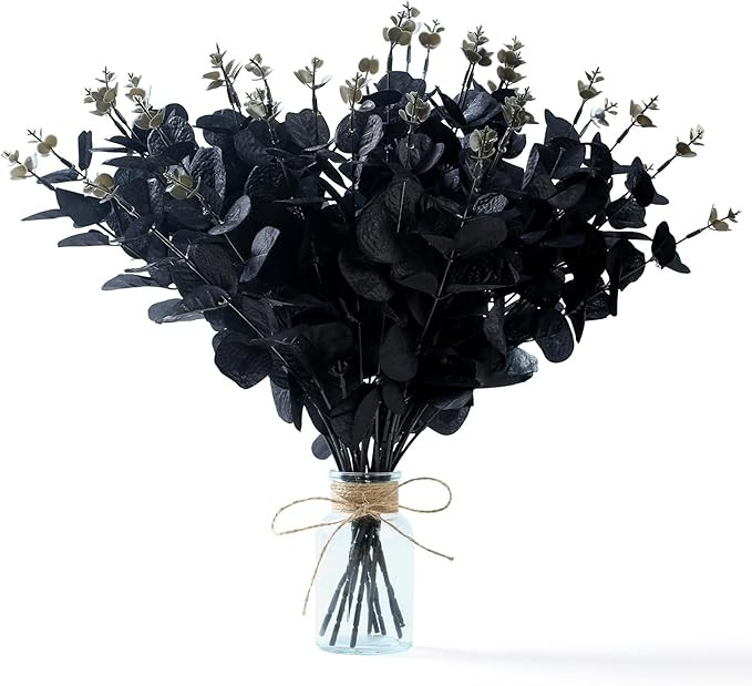 SITUMEIZI 10 Pcs Black Eucalyptus Stems Black Flower Artificial Eucalyptus Black Fake Flowers for... | Amazon (US)