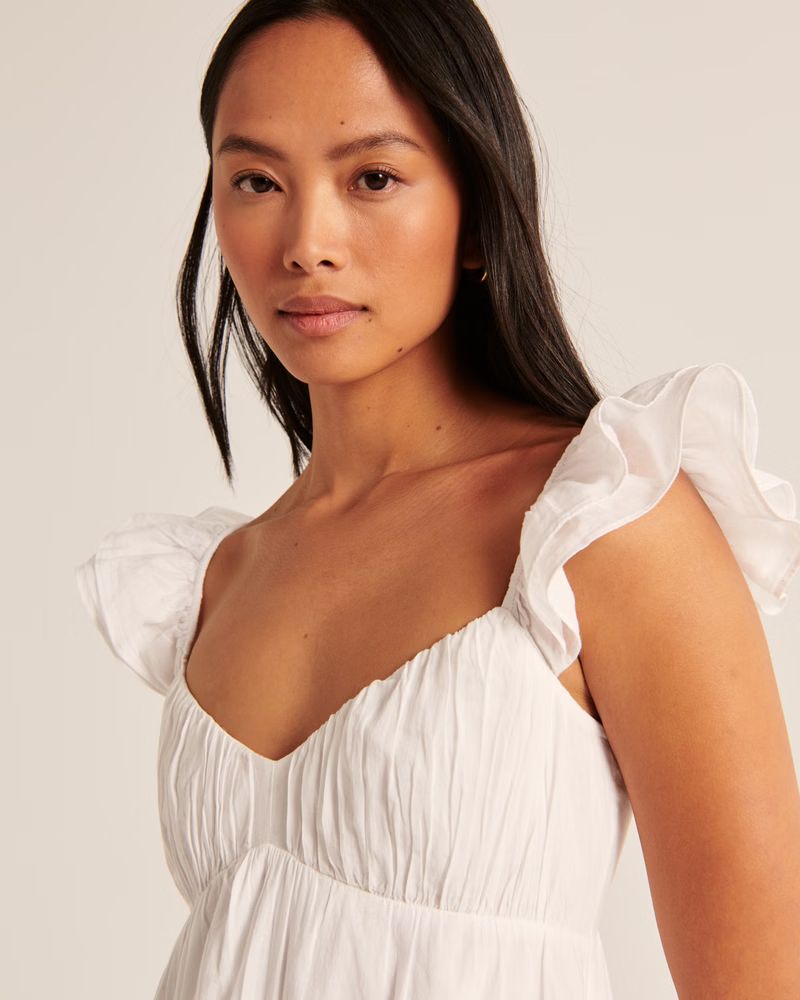 Ruffle Flutter Sleeve Sheer Maxi Dress | Abercrombie & Fitch (US)