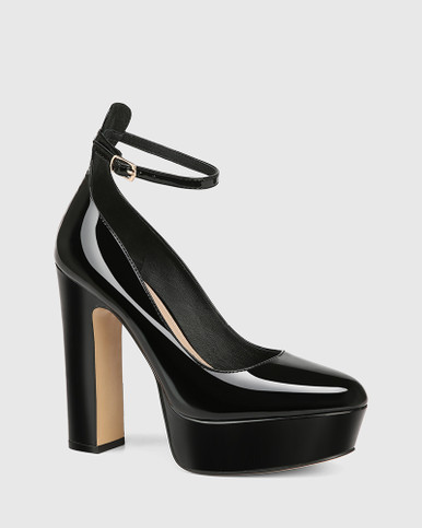 Zaidee Black Patent Leather Platform Heel Pump | Wittner