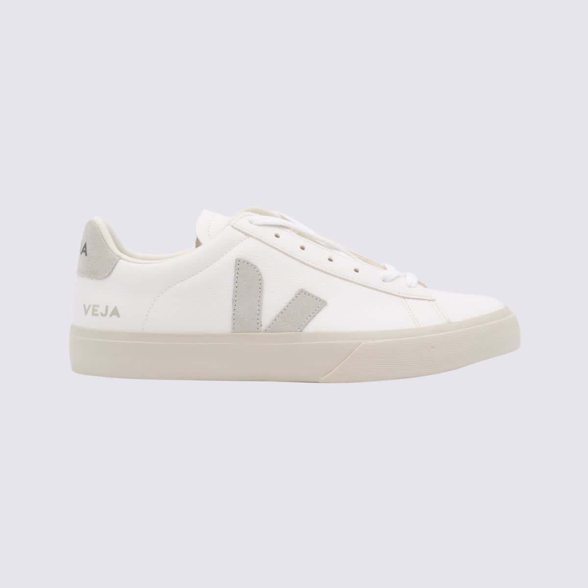Veja White Faux Leather And Beige Suede Campo Sneakers | Italist.com US