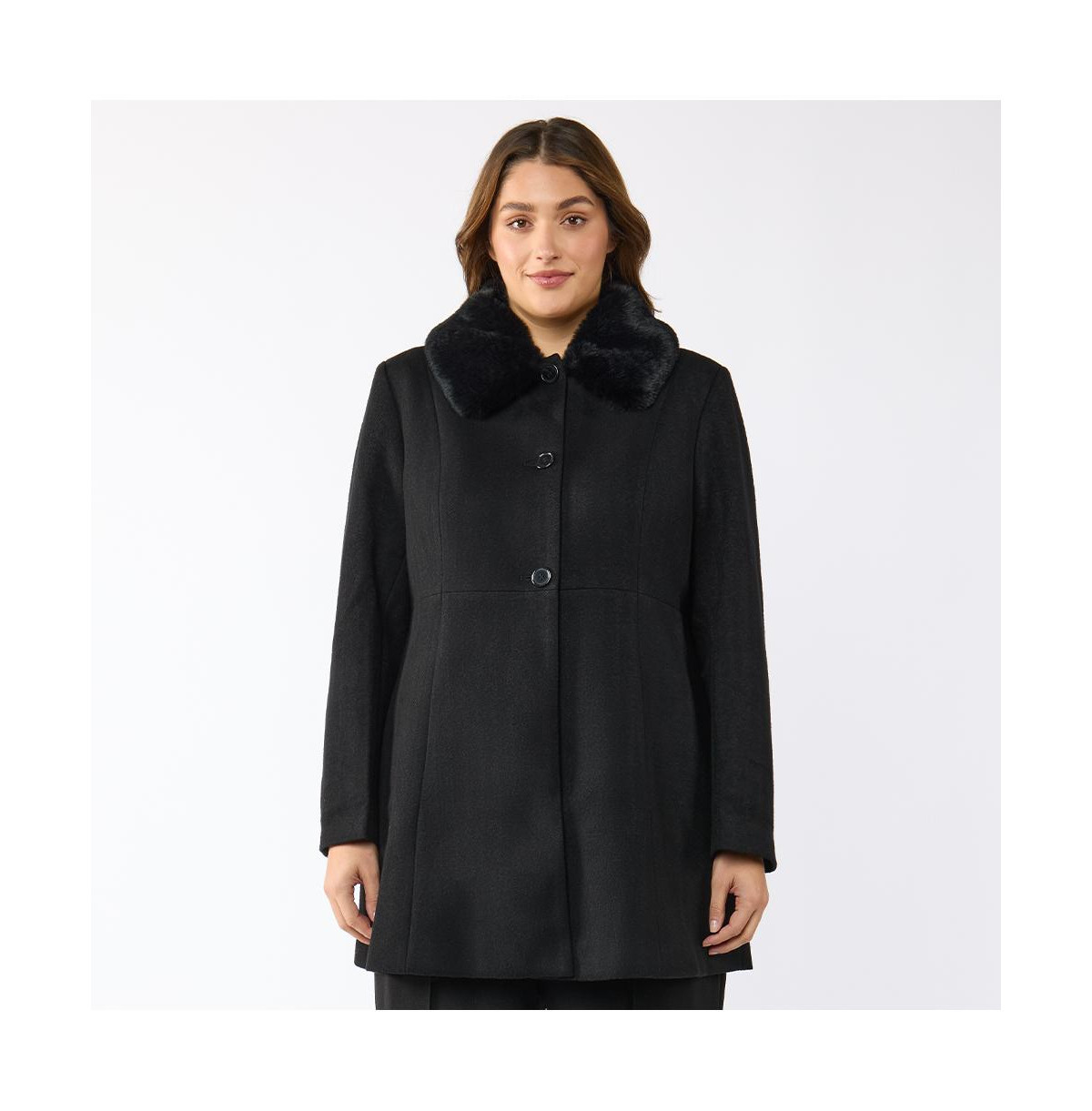 Estelle Darlington Black Fur Collar Coat - Black | Macy's