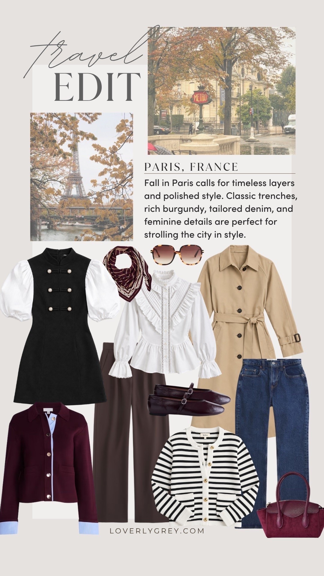 A fall wardrobe made for Paris 🇫🇷 Timeless layers, burgundy accents and polished staples for chic days in the city.

Loverly grey, Paris outfits, Paris fall outfits, Paris travel wardrobe, fall travel outfits, French girl style, European fall fashion, Paris packing list

#LTKSeasonal #LTKootd #LTKTravel