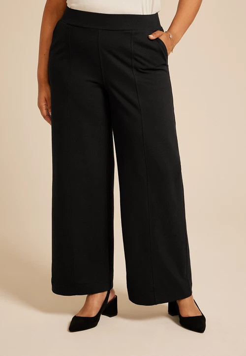 Plus Size Knit High Rise Wide Leg Pant | Maurices