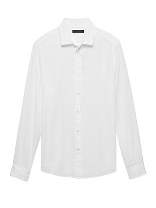 Banana Republic Mens Camden Standard-Fit Linen Shirt White Size L | Banana Republic US