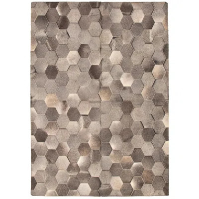Southwestern Handmade Leather Grey Area Rug | Wayfair North America