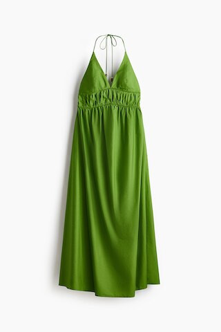 H & M - Poplin Halterneck Dress - Green | H&M (US + CA)