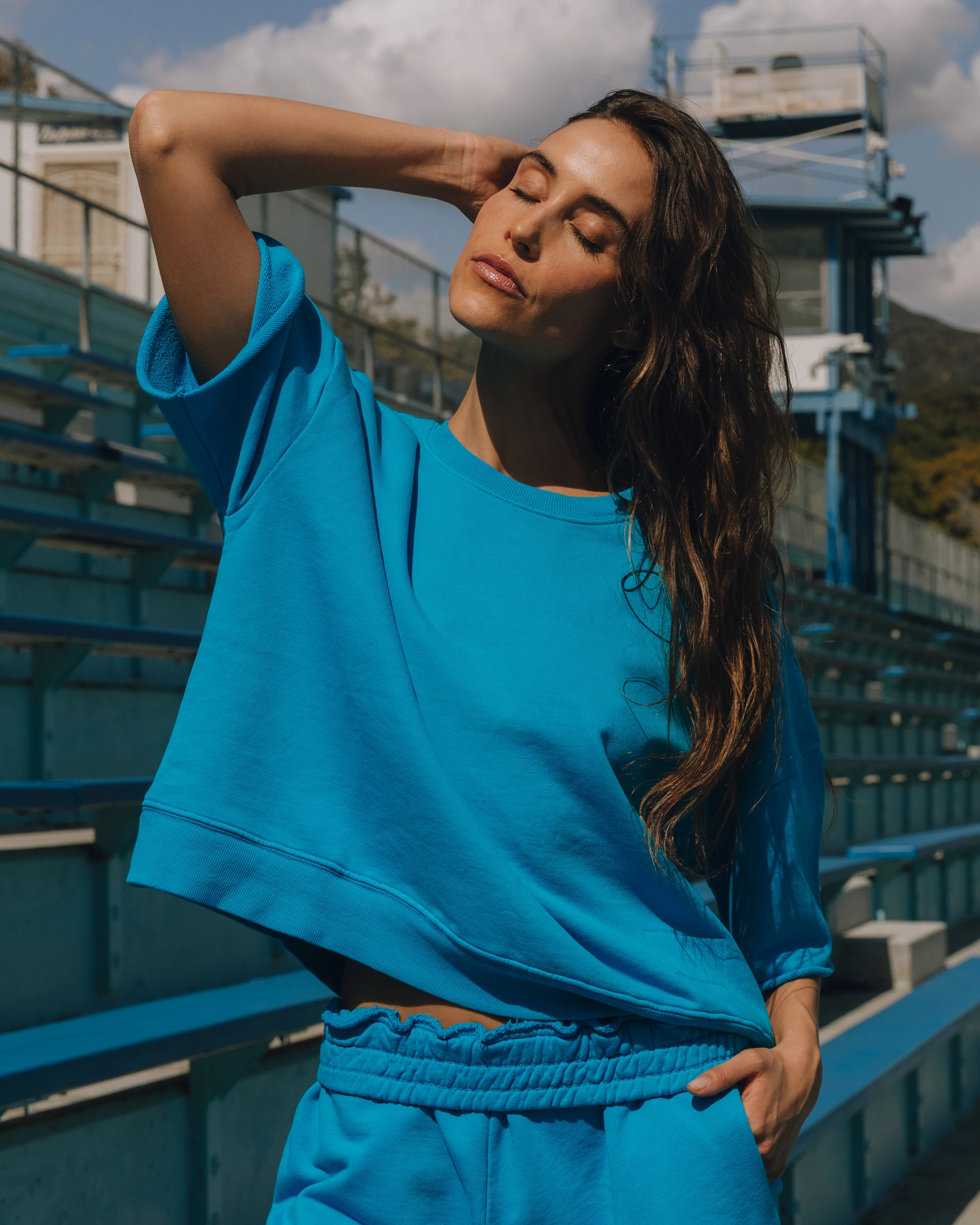 Cropped Sleeve Crew - Tide | Daily Drills