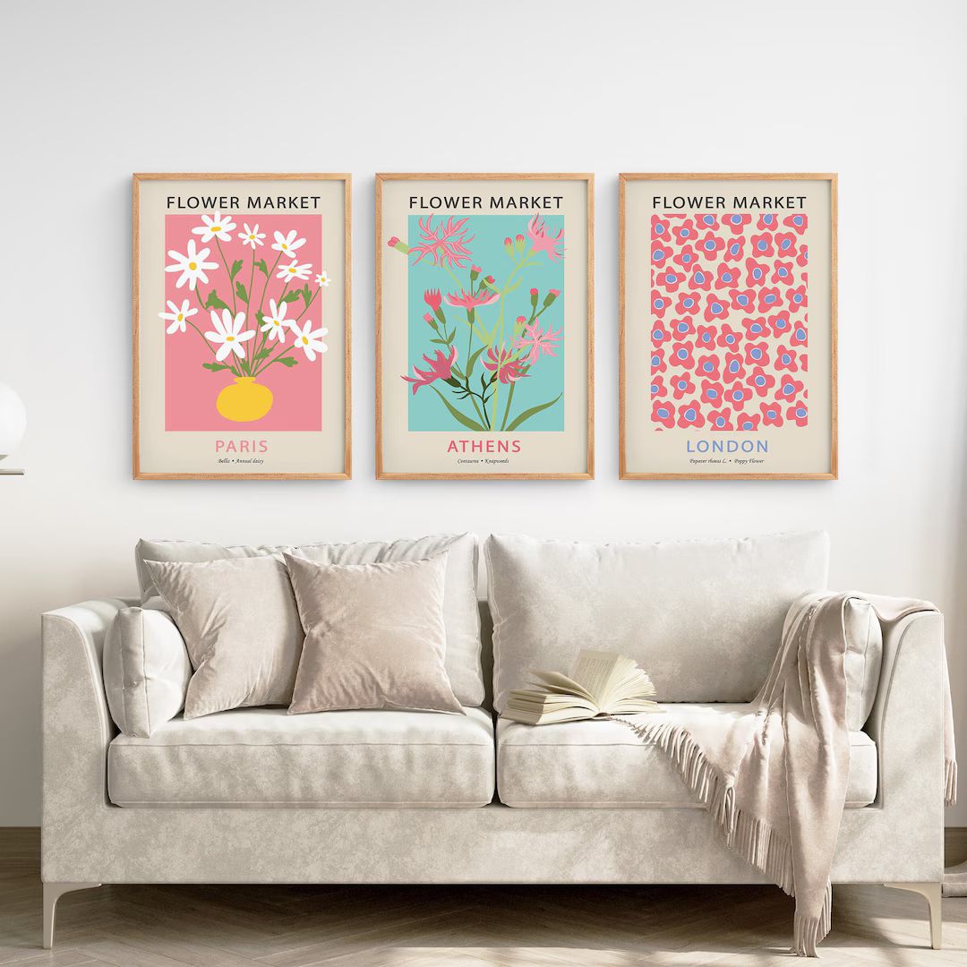 Flower Market Prints Girls Room Wall Art Flower Poster Set - Etsy | Etsy (US)