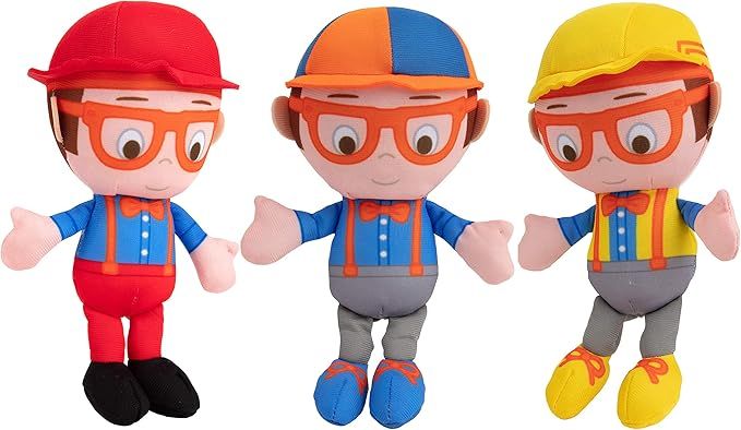 Blippi Stuffed 7" Plushes - 3 pc Character Set - Fireman, Construction Worker & Original Plush Fi... | Amazon (US)