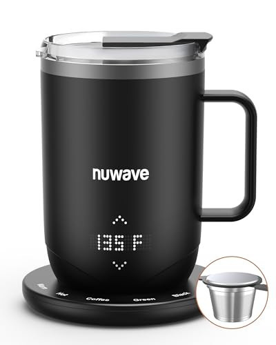 Nuwave Smart Heated Coffee Mug Rechargeable, 16oz Self Heating Temperature Control Mug with LED Display, Custom Brew Modes, Double-Wall Vacuum Insulation, 5-Hour Battery Life, Auto Shut-Off | Amazon (US)
