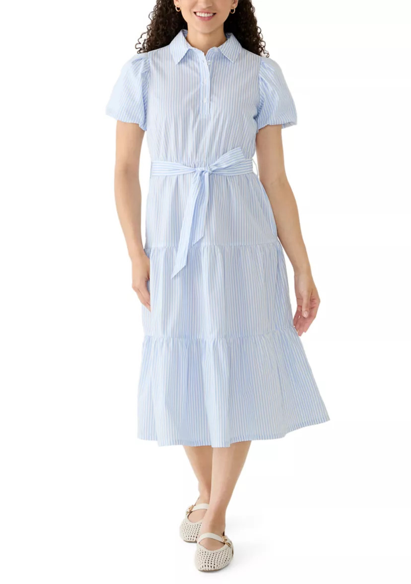 Petite Short Sleeve Tiered Midi Dress | Belk