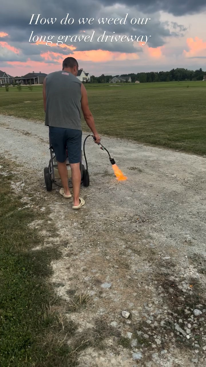 How do we weed our 
long gravel driveway 
