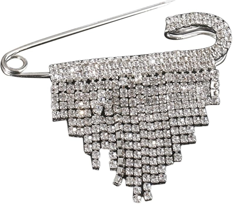 VILLCASE Heart-Shaped Rhinestone Brooch Pin with Tassel for Women Fashion Business Suit Lapel Pin... | Amazon (US)