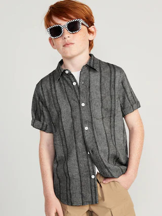 Short-Sleeve Linen-Blend Pocket Shirt for Boys | Old Navy (US)