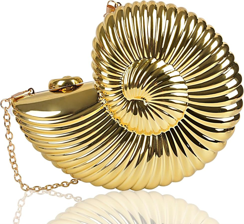 QZUnique Conch/Shell Shoulder Handbag Novelty Chain Strap Purse Acrylic Fashion Crossbody Evening... | Amazon (US)