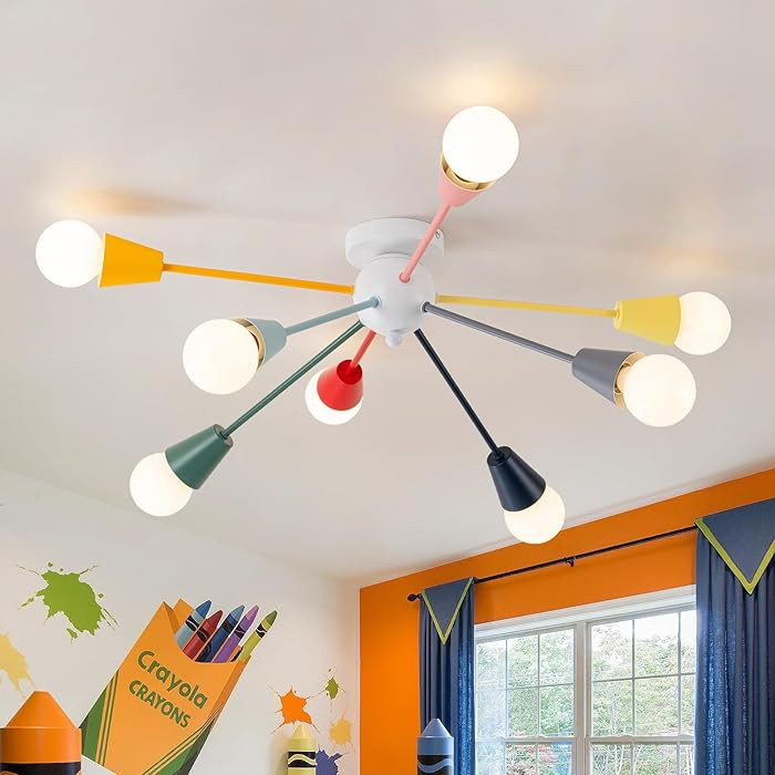 Colorful Chandelier, 8-Light Modern Sputnik Chandelier, Kids Ceiling Light with Multi Color Rainb... | Amazon (US)