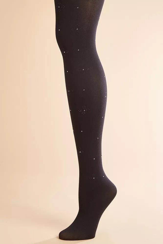 Rhinestone Embellished Tights