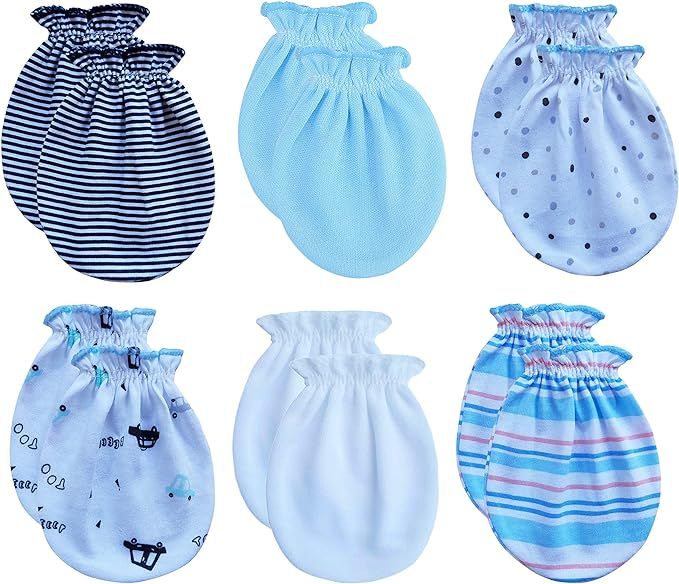 RATIVE Newborn Baby Cotton Gloves No Scratch Mittens For 0-6 Months Boys Girls | Amazon (US)
