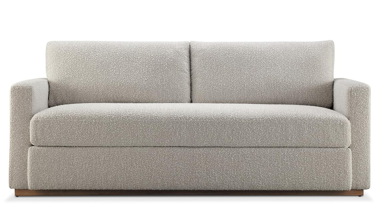 CHERS 76.8" Upholstered Bench Seat Sofa, Wood Base Lounge Sofa with Track Arms, Cushion Back Fabr... | Amazon (US)