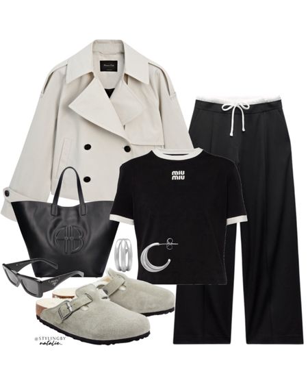 Crop jacket, trench coat, Birkenstock Boston clogs , Anine bing tote bag, casual outfit, spring outfit.

#LTKstyletip #LTKmidsize #LTKeurope