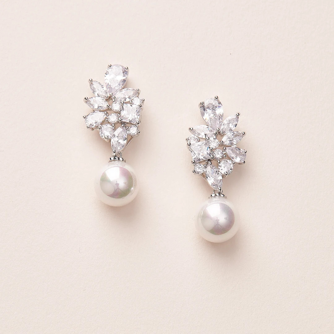 Pearl Earrings, Bridal Earrings, Wedding Earrings, Silver Pearl Earrings, Pearl Dangle Earrings, ... | Etsy (Global)