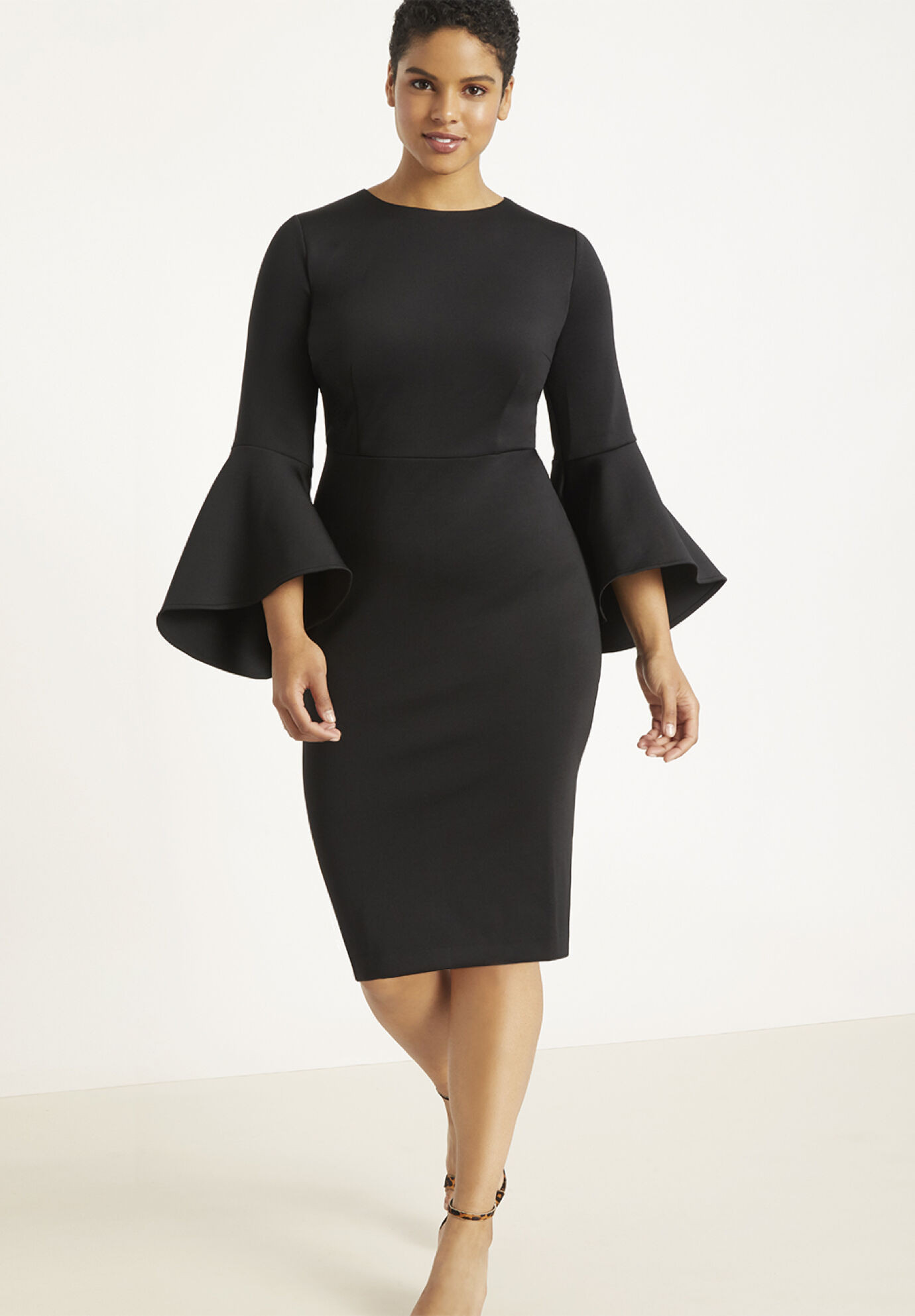 Flare Sleeve Scuba Dress | Eloquii