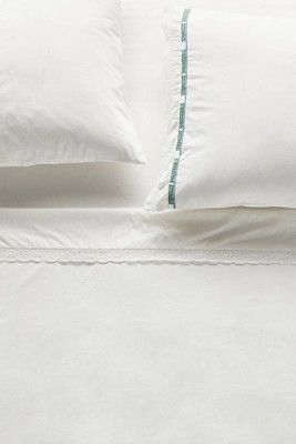 Organic Cotton Percale Embroidered Text Sheet Set | Anthropologie (US)